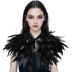 🆕Women Black Cape Shawl Witch Shoulder Wrap Cosplay Costumes Halloween